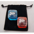Reusable,Colorful Ice Cubes GIFT SET- 2 ICE CUBES PRINTED in a- Black Velvet Pouch( Blank )